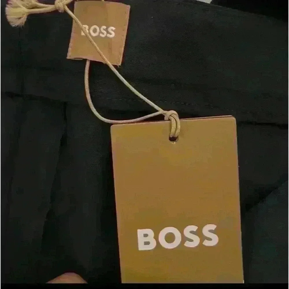 NWT BOSS HUGO BOSS TULIA SIDE ZIP NAVY BLUE wide leg WOOL PANTS SIZE US 10 - Picture 2 of 4
